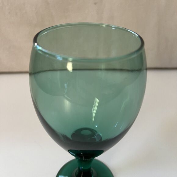 Set of 8 Vintage Libbey Teardrop Juniper Green Wine Glasses Water Goblet Bundle - Picture 8 of 12